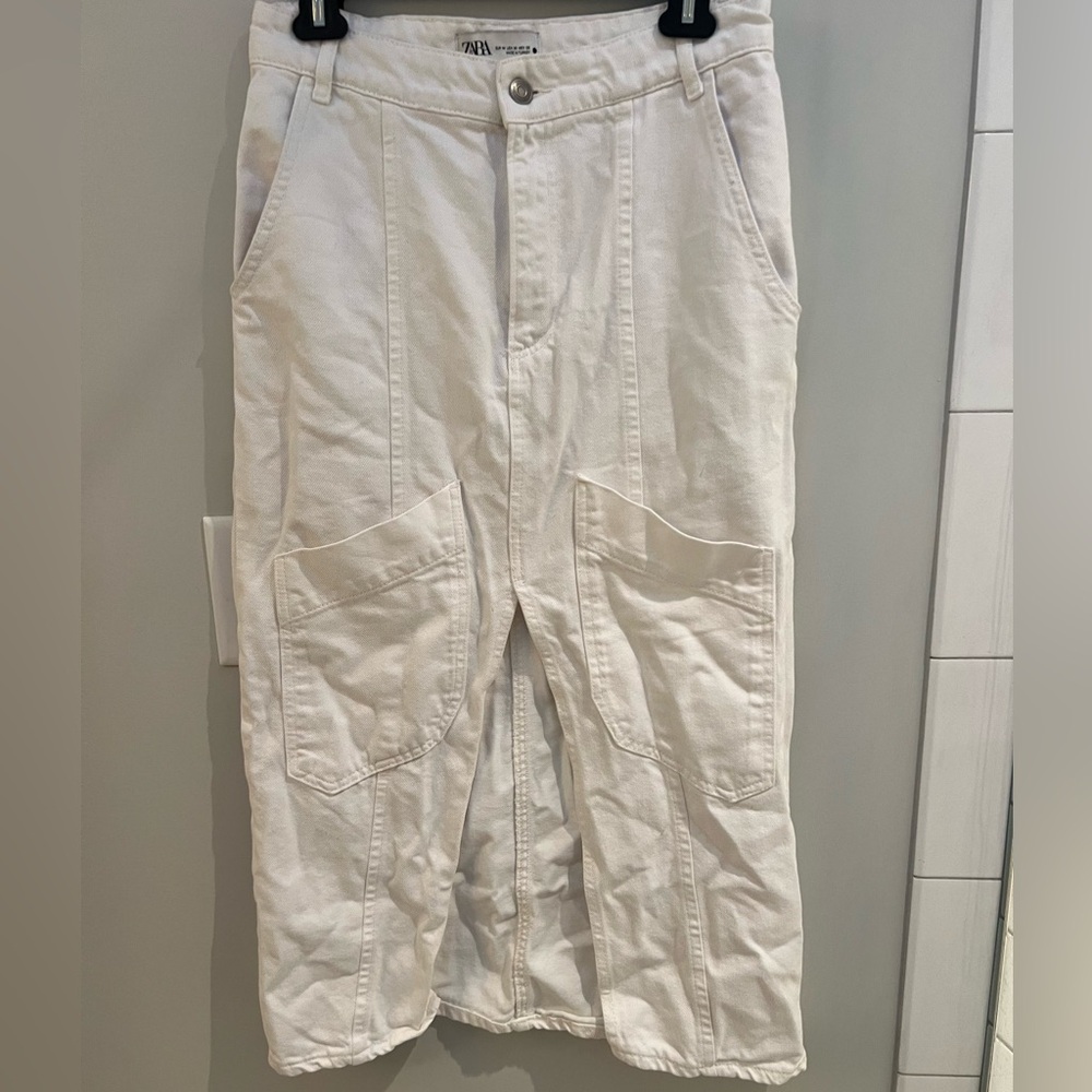 Zara midi denim skirt